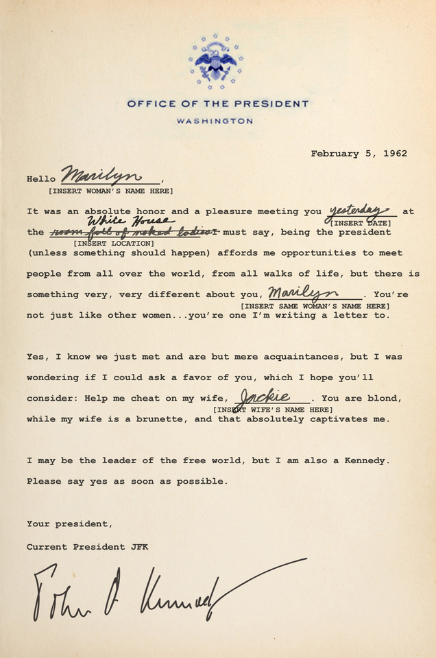 Illustration for article titled Amazing: Read These Newly Discovered Letters Between JFK And Marilyn Monroe